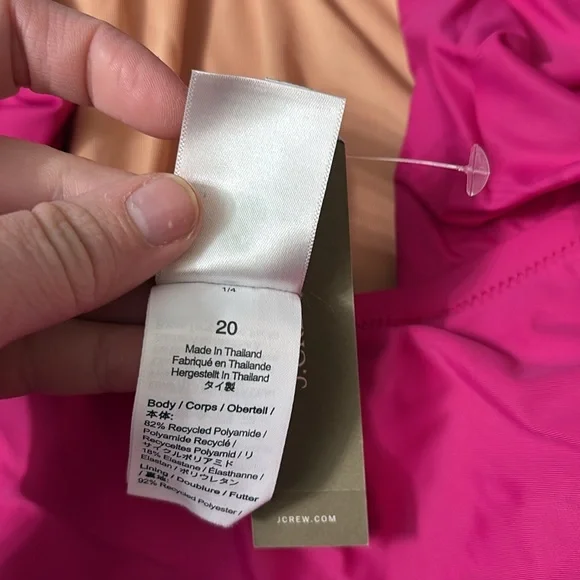NWT J. Crew Radiant Fuchsia Color Ruched Ruffle One-Piece Swimsuit Size 20 - Picture 7 of 9